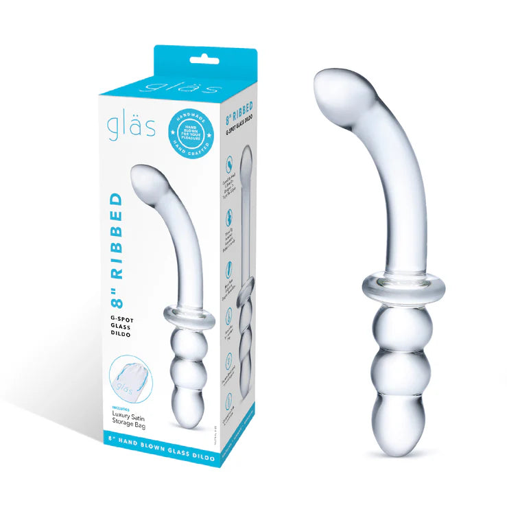 8" Ribbed G-Spot Glass Dildo