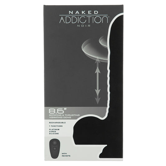 Naked Addiction - 8.6" Silicone Rotating & Thrusting Vibrating Dildo with Remote - Noir