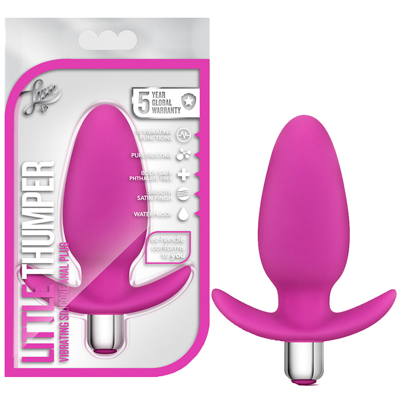 Luxe-Little-Thumper-Fuchsia-4.75-Inch-Vibrating-Anal-Plug-With-Handle