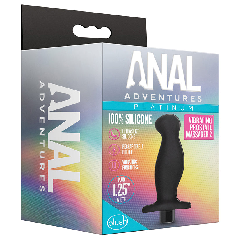 Anal-Adventures Platinum-Prostate-Massager-02 -Curved-Black-4.25-Inch-Vibrating-Rechargeable-Anal-Plug