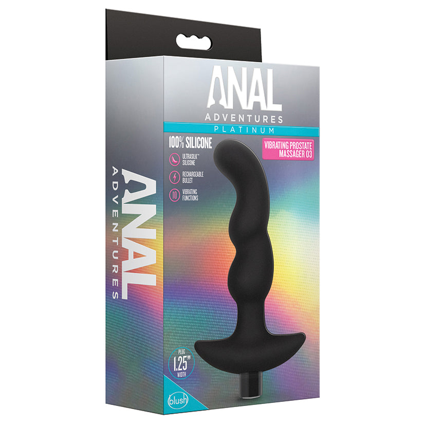 Anal-Adventures Platinum-Prostate-Massager-03 -Black-6-Inch-Vibrating-Rechargeable-Anal-Plug