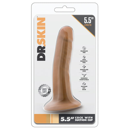 Dr-Skin-Realistic-Mocha-5.5-Inch-Long-Dildo-With-Suction-Cup-Base