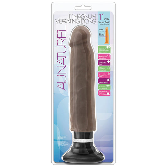 Au-Naturel-Realistic-Chocolate-11-Inch-Long-Vibrating-Dildo-With-Suction-Cup-Base