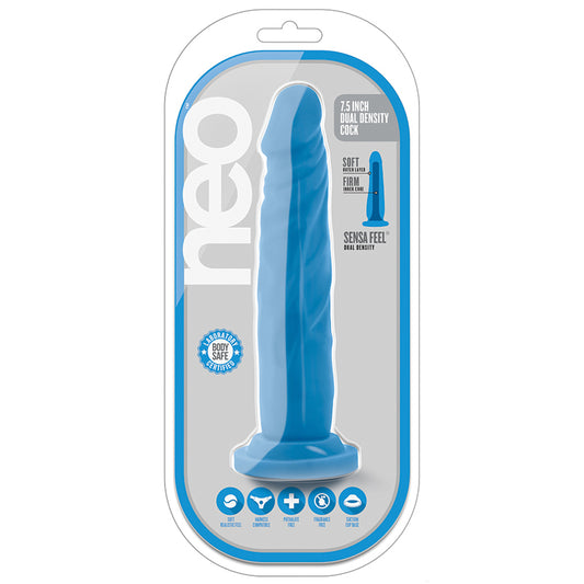 Neo-Realistic-Neon-Blue-7.5-Inch-Long-Dildo-With-Suction-Cup-Base