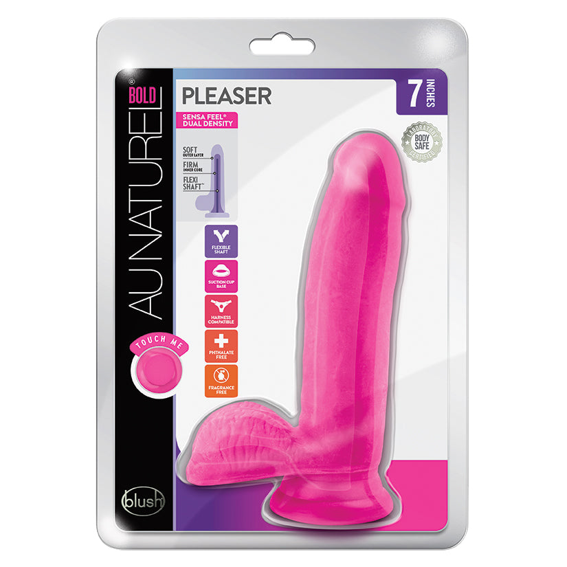 Au-Naturel-Bold-Pleaser-Realistic-Pink-7-Inch-Long-Dildo-With-Balls-Suction-Cup-Base