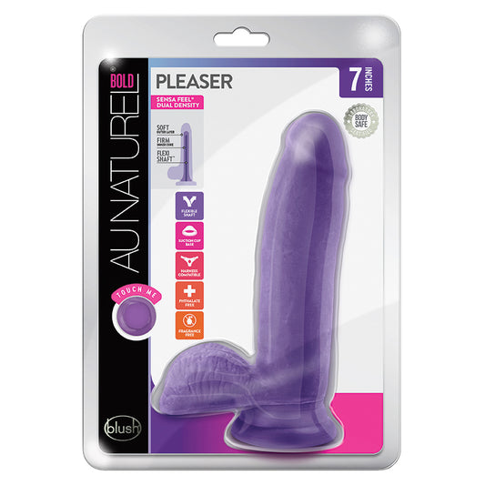 Au-Naturel-Bold-Pleaser-Realistic-Purple-7-Inch-Long-Dildo-With-Balls-Suction-Cup-Base