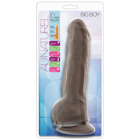 Au-Naturel-Big-Boy-Realistic-Chocolate-10-Inch-Long-Dildo-With-Balls-Suction-Cup-Base