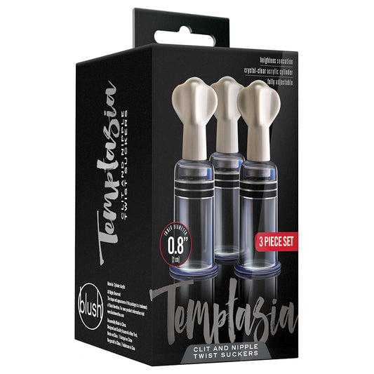 Temptasia-Clit-Nipple-Twist-Suckers-Set-of-3-Clear-Pump