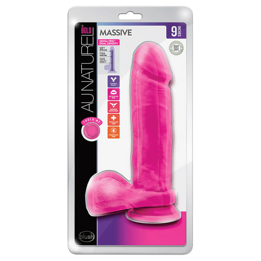 Au-Naturel-Bold-Massive-Realistic-Pink-9-Inch-Long-Dildo-With-Balls-Suction-Cup-Base