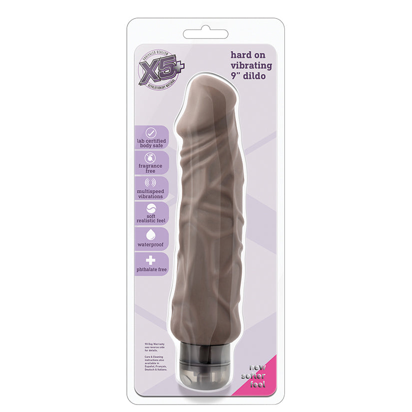 X5-Plus-Realistic-Brown-9.25-Inch-Long-Vibrating-Dildo