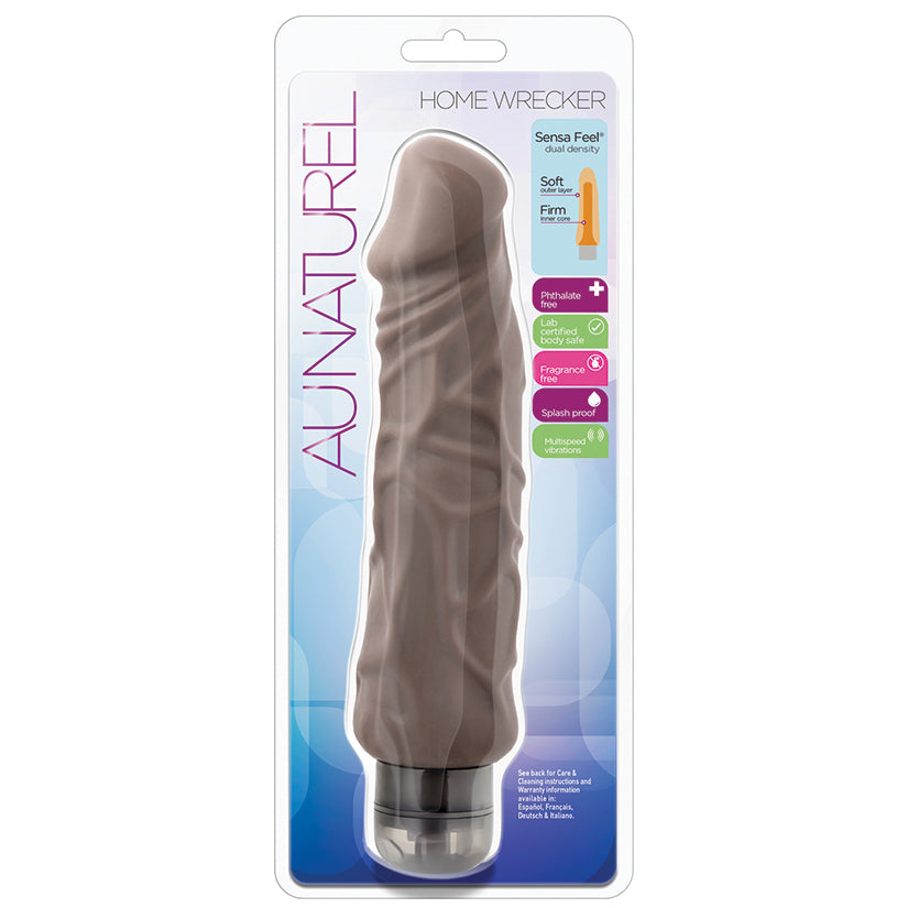 Au-Naturel-Home-Wrecker-Realistic-Brown-9.25-Inch-Long-Vibrating-Dildo