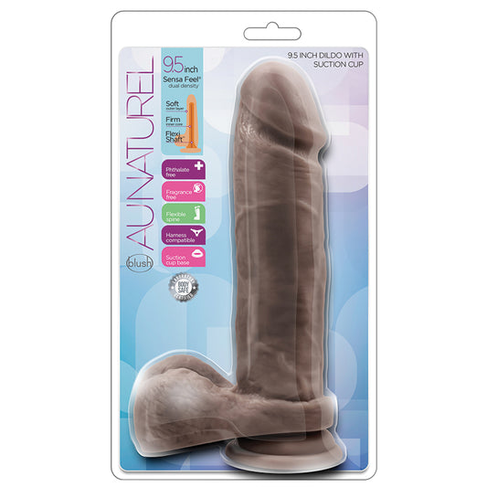 Au-Naturel-Realistic-Chocolate-9-Inch-Long-Dildo-With-Balls-Suction-Cup-Base