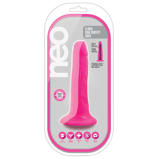 Neo-Realistic-Neon-Pink-6-Inch-Long-Dildo-With-Suction-Cup-Base