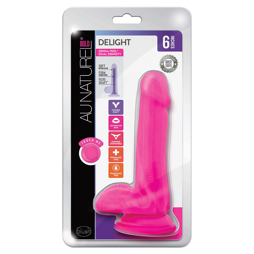 Au-Naturel-Bold-Delight-Realistic-Pink-6.5-Inch-Long-Dildo-With-Balls-Suction-Cup-Base