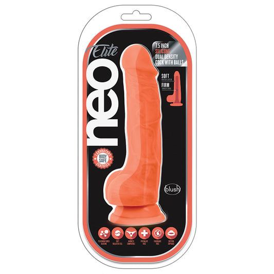 Neo-Elite-Neon-Orange-7.5-Inch-Long-Dildo