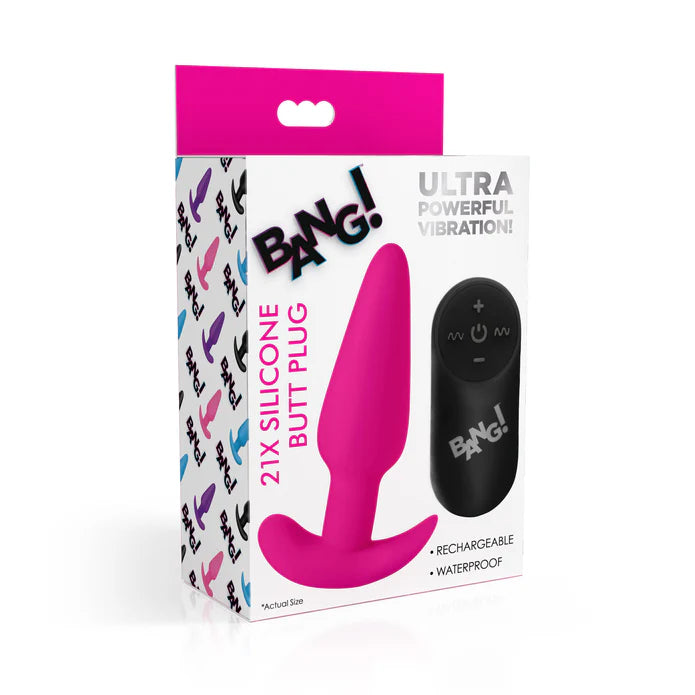 Bang! 21X Remote Control Vibrating Silicone Butt Plug - Pink