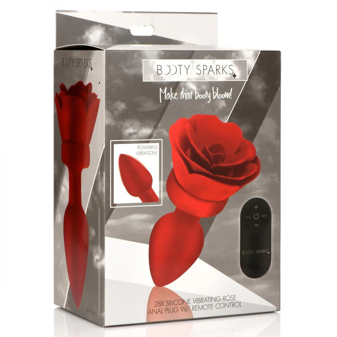 Booty Sparks 28X Silicone Vibrating Rose Anal Plug with Remote - Medium