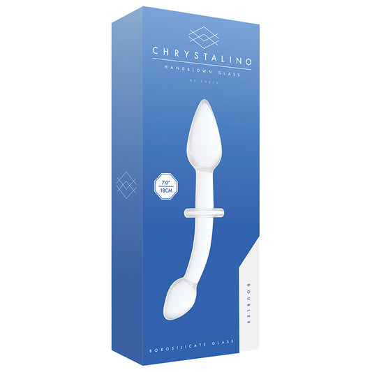 Chrystalino Doubler Glass Dildo and Plug - White 6.75"