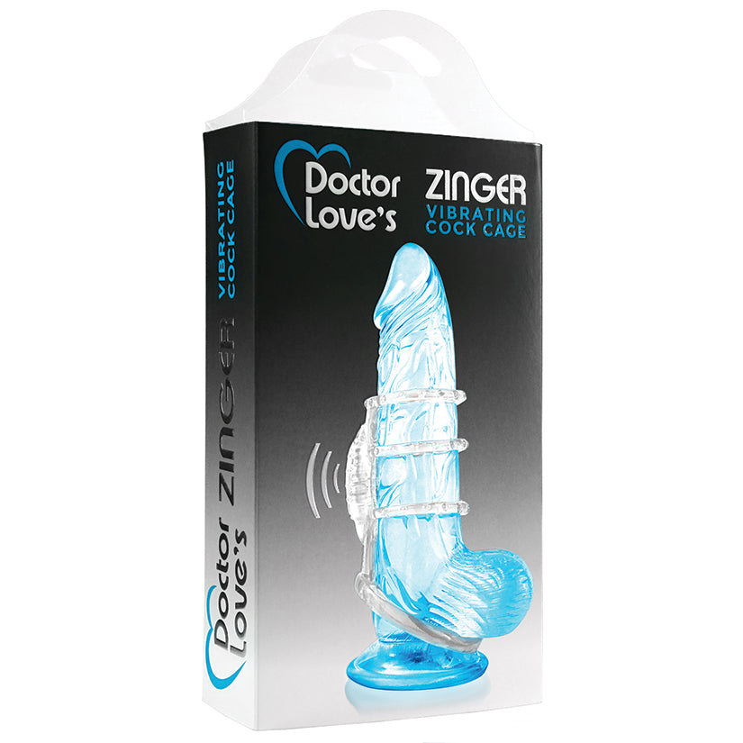 Doctor Love's Zinger Vibrating Cock Cage - Blue