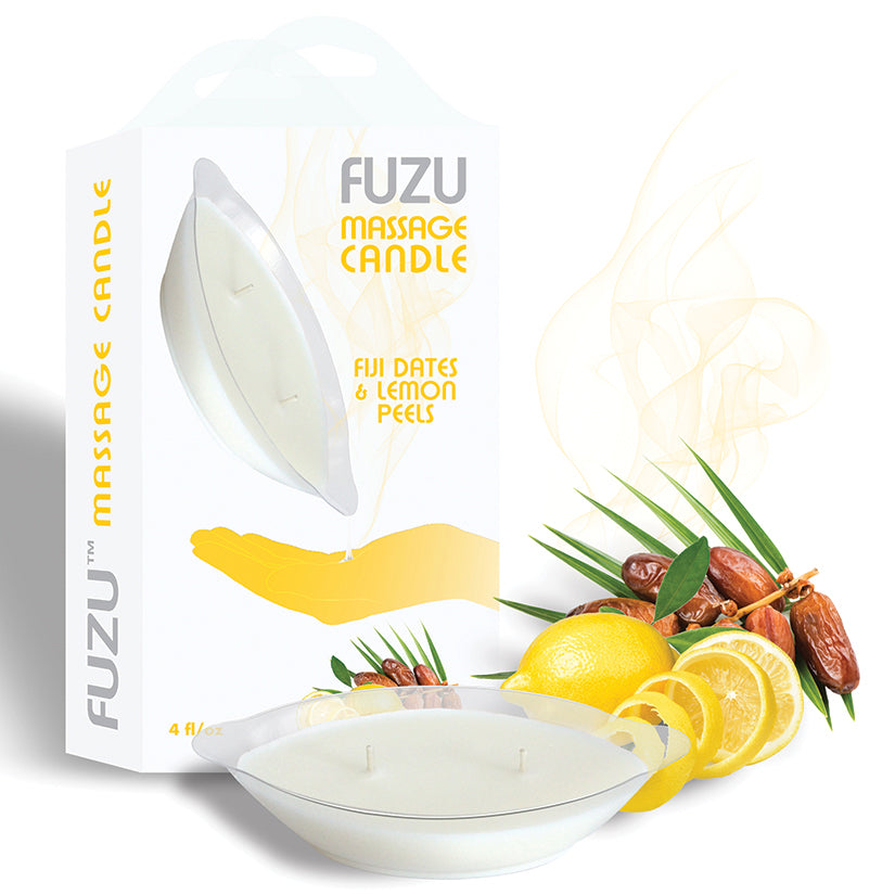 Fuzu Massage Candle - Fiji Dates & lemon Peels 4oz