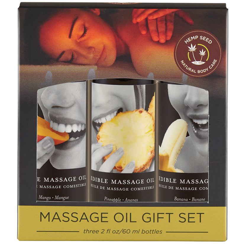 Earthly-Body-Edible-Massage-Oil-Gift-Set-Tropical-2oz-Set-of-3