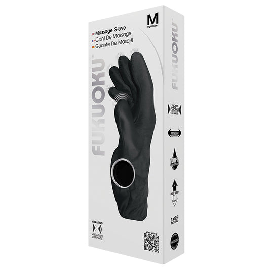 Fukuoku Five Finger Vibrating Massage Glove - Black Right Hand