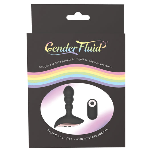 Gender Fluid Shake Anal Vibe with Remote - Black