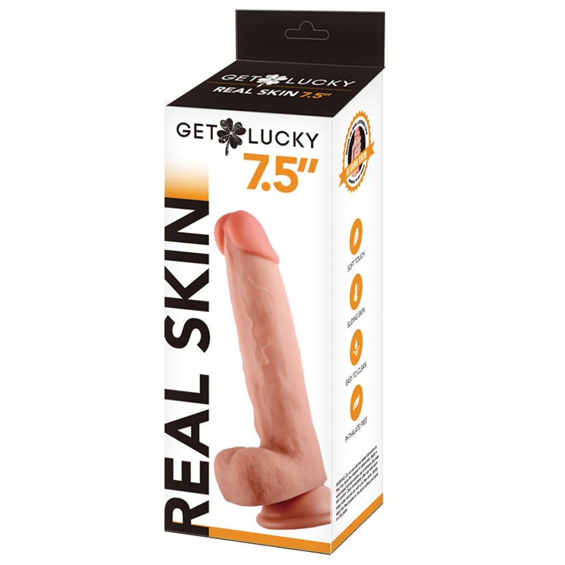 Get Lucky Real Skin Dildo - Tan 7.5"