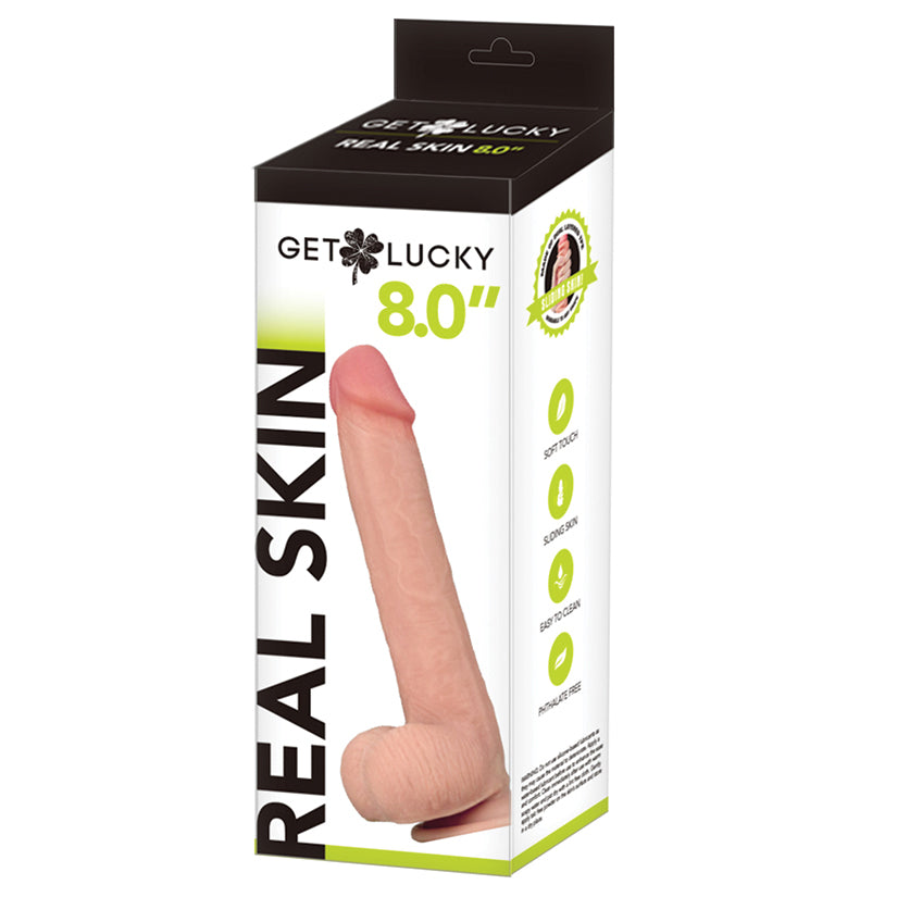 Get Lucky Real Skin Dildo - Tan 8"