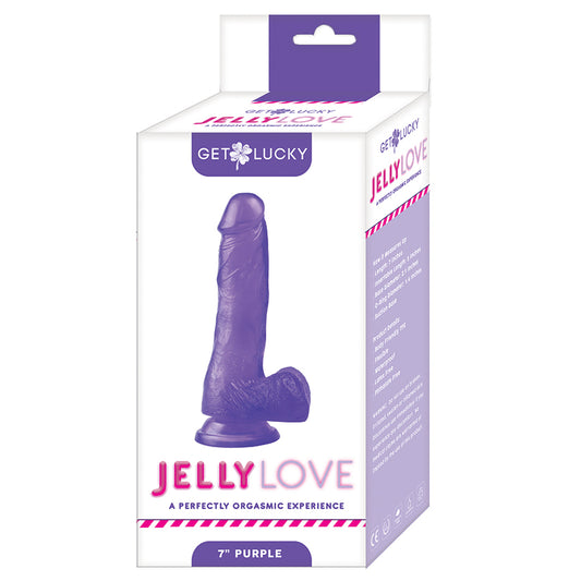 Get Lucky Jelly Love Dildo - Purple 7"