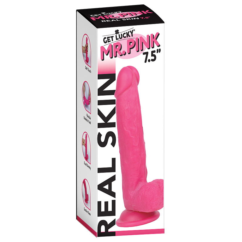 Get Lucky Real Skin Dildo - Pink 7.5"