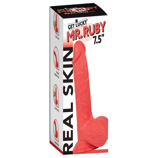 Get Lucky Real Skin Dildo - Ruby 7.5"