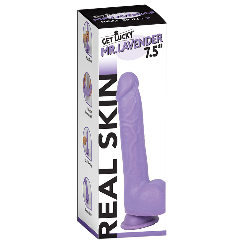 Get Lucky Real Skin Dildo - Lavender 7.5"