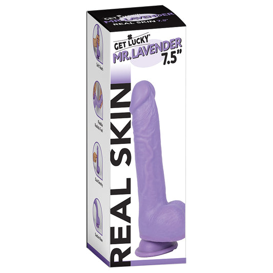 Get Lucky Real Skin Dildo - Lavender 7.5"