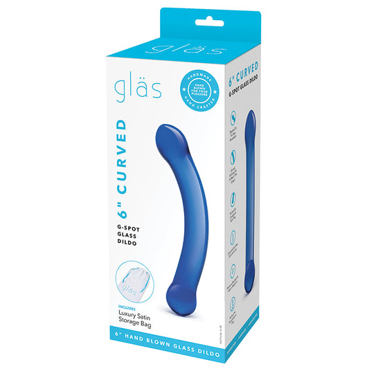 Glas 6" Curved G-Spot Dildo - Blue