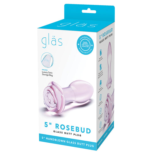 Glas 5" Rosebud Butt Plug - Pink