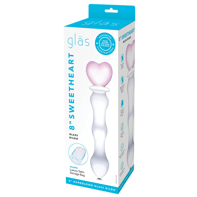 Glas 8" Sweetheart Glass Dildo - Pink /Clear