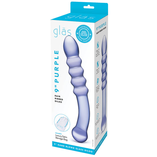 Glas Purple Rain Ribbed Dildo