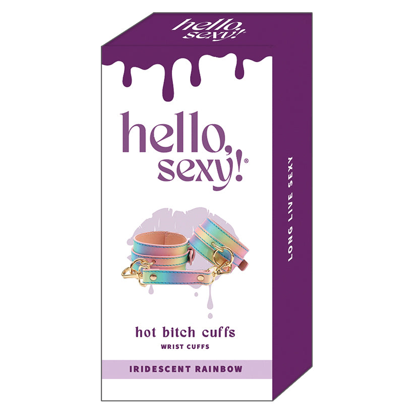 Hello Sexy Hot Bitch Cuffs - Iridescent Rainbow