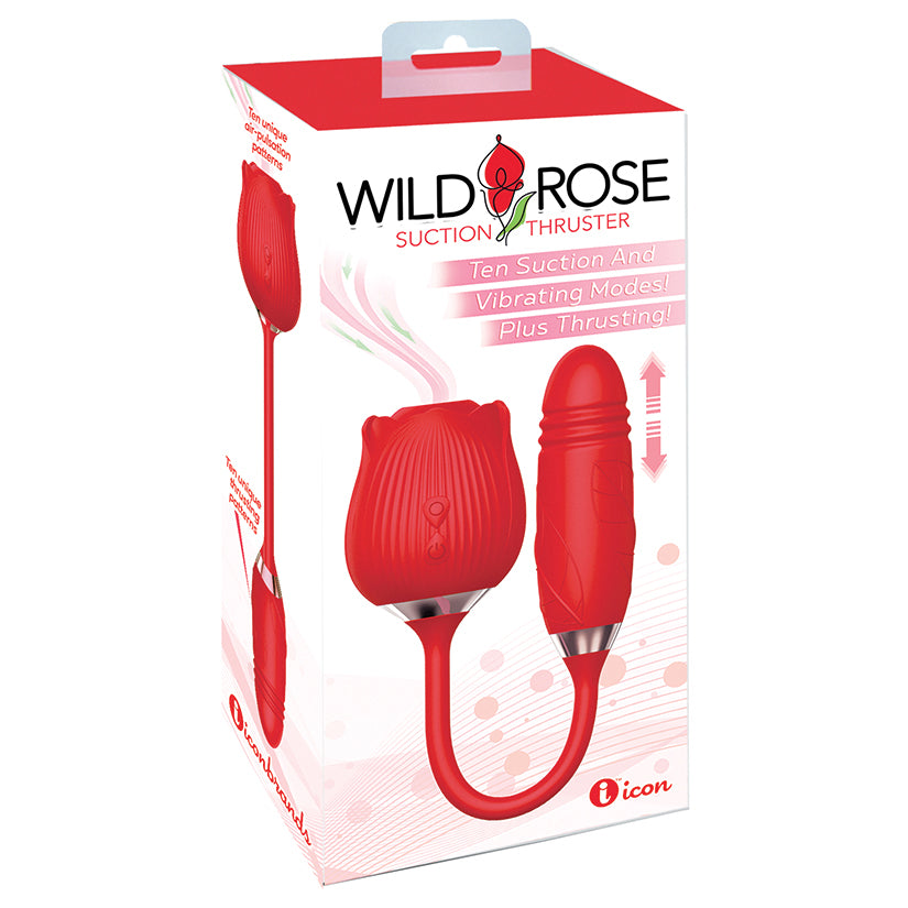 Icon Brands - Wild Rose & Thruster Rechargeable Silicone Suction and Thrusting Vibrator