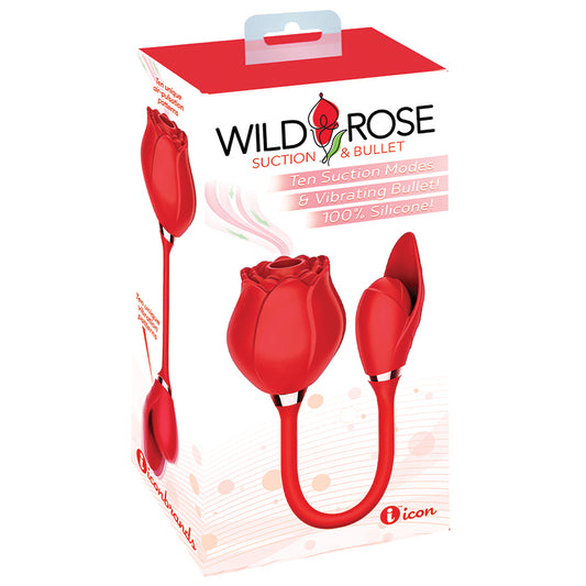 Icon Brands - Wild Rose & Bullet Rechargeable Silicone Suction and Bullet Vibrator