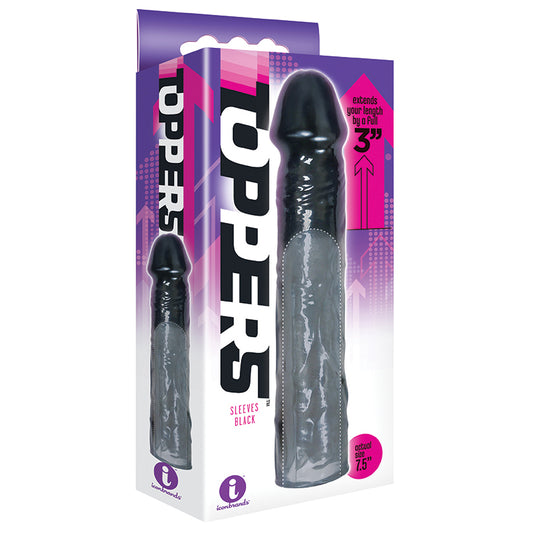 Icon Brands - 3 Inch Penis Extender Toppers Sleeve - Black