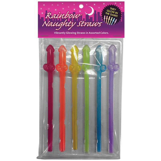 Rainbow Naughty Straws - Glow In The Dark (6pk)