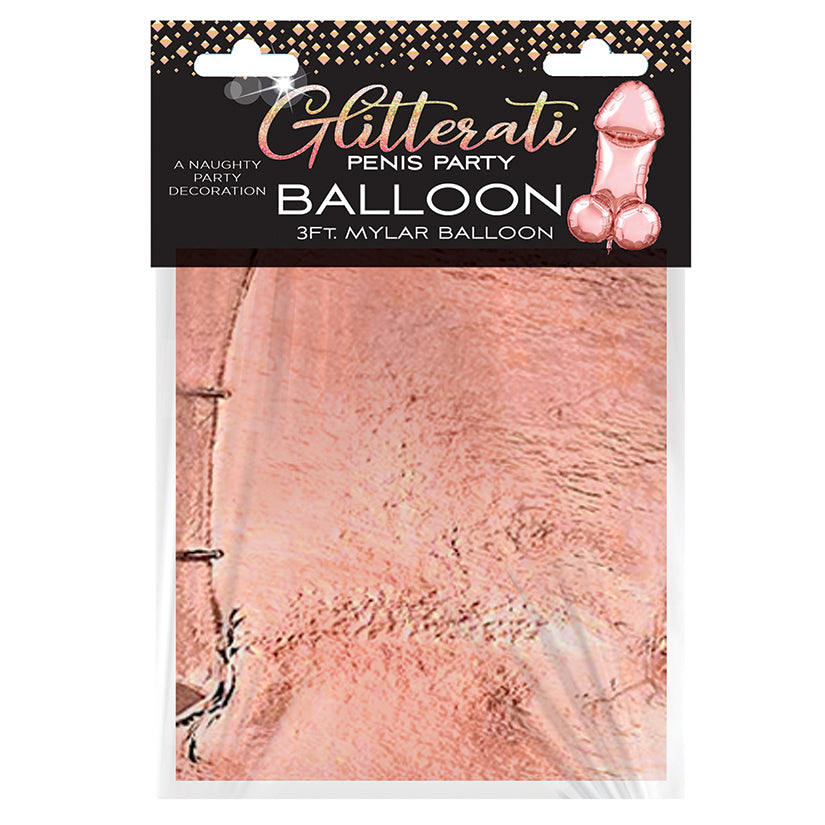 Glitterati Penis 3ft Rose Gold Mylar Balloon