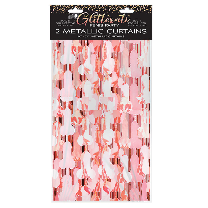 Glitterati Penis Metallic Foil Curtain (2 Pack)