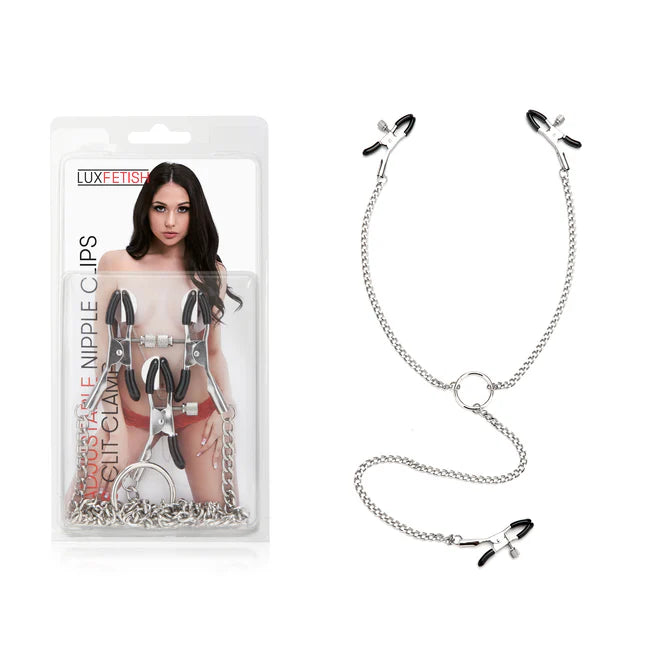 Lux Fetish Adjustable Nipple Clips & Clit Clamp