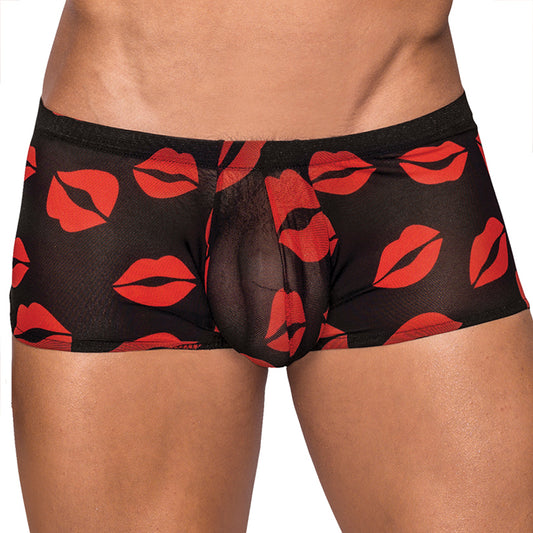 Male Power Kiss Me Mini Shorts - Black Large