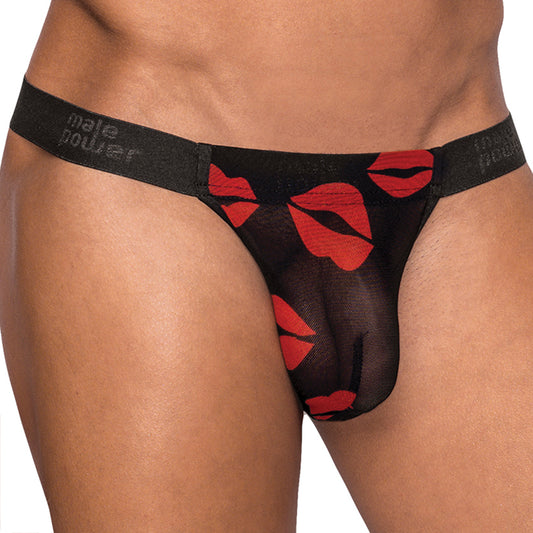 Male Power Kiss Me Micro G-String - Black L/XL