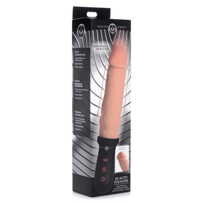 Master Series 8X Auto Pounder Vibrating and Thrusting Dildo with Handle - Light