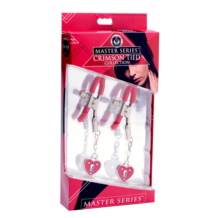 Master Series Captive Heart Padlock Nipple Clamps